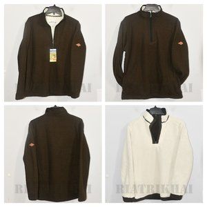 BROWN NWT Orvis 1/4 zip Men’s Fleece Lined Pullover